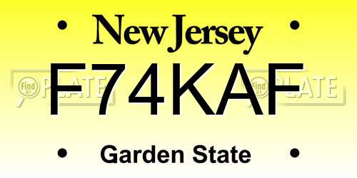 F74KAF New Jersey License Plate