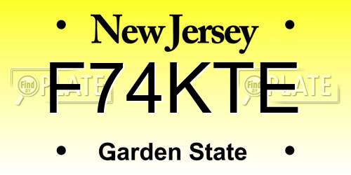 F74KTE New Jersey License Plate