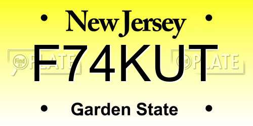 F74KUT New Jersey License Plate