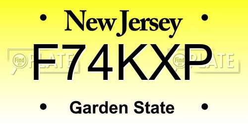 F74KXP New Jersey License Plate