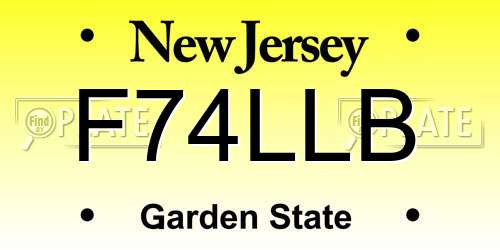 F74LLB New Jersey License Plate