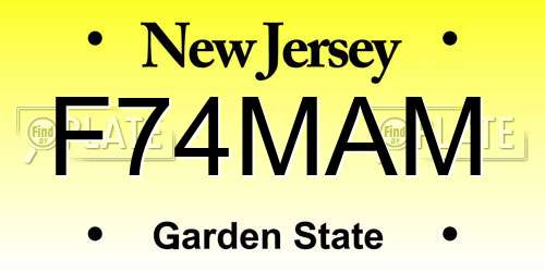 F74MAM New Jersey License Plate