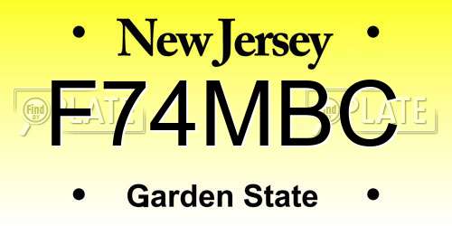 F74MBC New Jersey License Plate