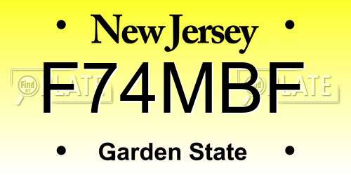 F74MBF New Jersey License Plate