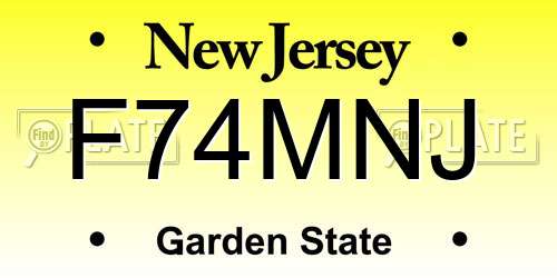 F74MNJ New Jersey License Plate
