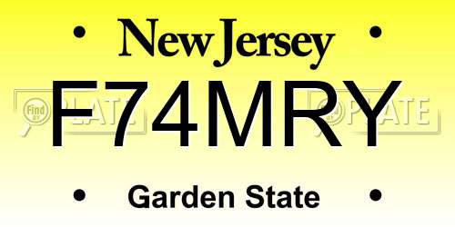 F74MRY New Jersey License Plate