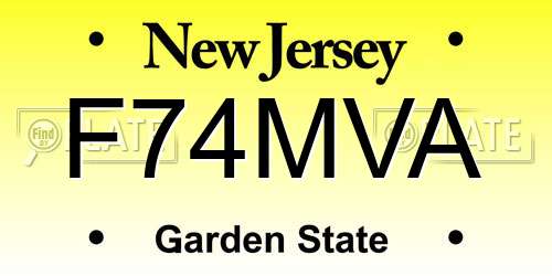 F74MVA New Jersey License Plate