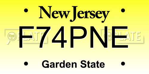 F74PNE New Jersey License Plate