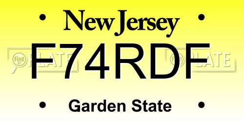 F74RDF New Jersey License Plate