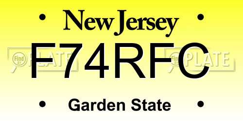 F74RFC New Jersey License Plate