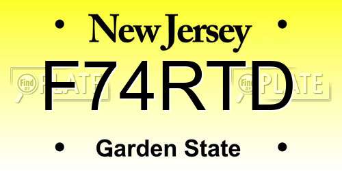 F74RTD New Jersey License Plate