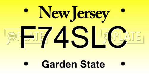 F74SLC New Jersey License Plate