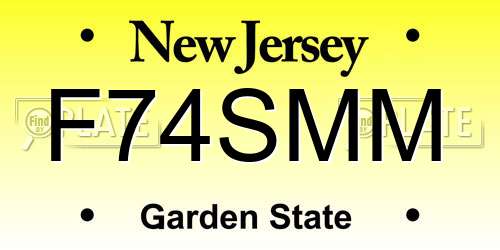 F74SMM New Jersey License Plate