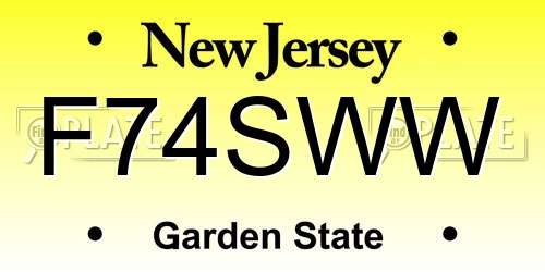 F74SWW New Jersey License Plate