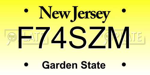 F74SZM New Jersey License Plate