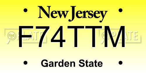 F74TTM New Jersey License Plate