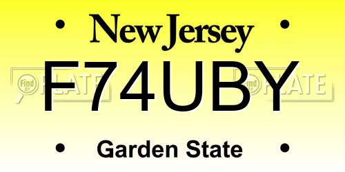 F74UBY New Jersey License Plate