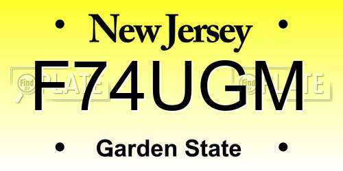 F74UGM New Jersey License Plate