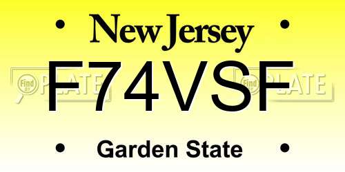 F74VSF New Jersey License Plate