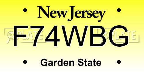F74WBG New Jersey License Plate