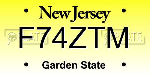 F74ZTM New Jersey License Plate
