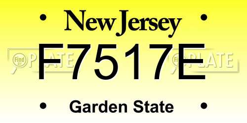 F7517E New Jersey License Plate