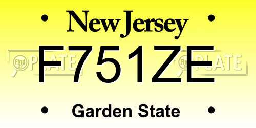 F751ZE New Jersey License Plate