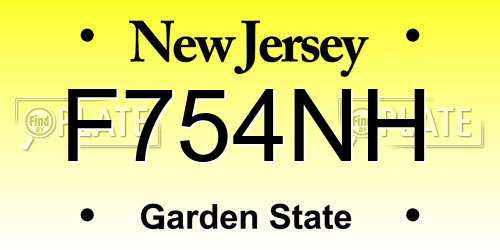 F754NH New Jersey License Plate