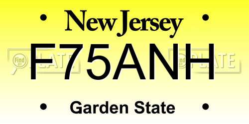 F75ANH New Jersey License Plate