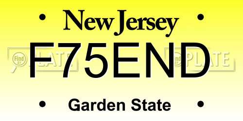 F75END New Jersey License Plate