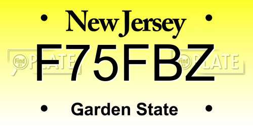 F75FBZ New Jersey License Plate