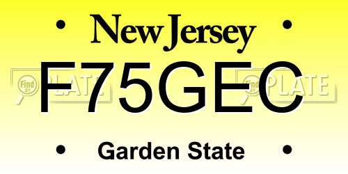 F75GEC New Jersey License Plate