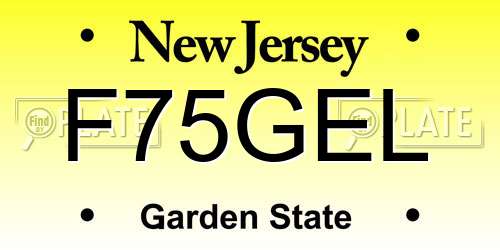 F75GEL New Jersey License Plate