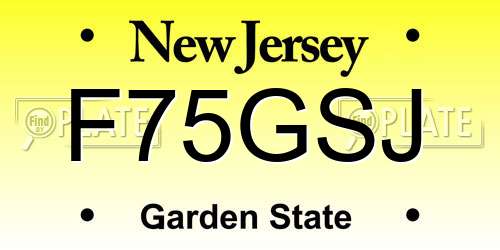 F75GSJ New Jersey License Plate