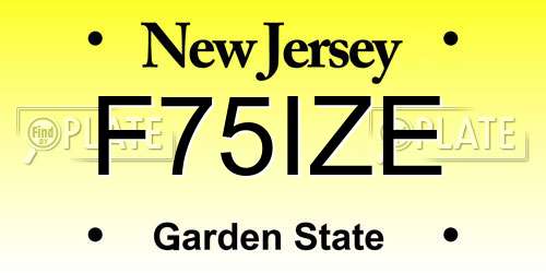 F75IZE New Jersey License Plate