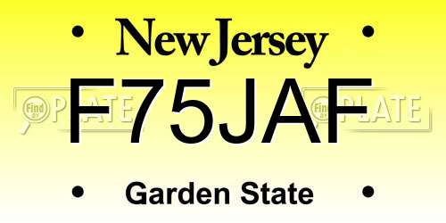 F75JAF New Jersey License Plate