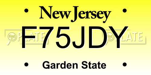 F75JDY New Jersey License Plate