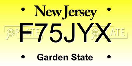 F75JYX New Jersey License Plate