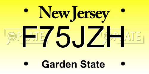 F75JZH New Jersey License Plate