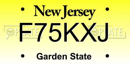 F75KXJ New Jersey License Plate