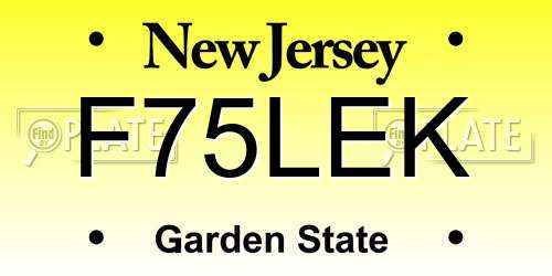 F75LEK New Jersey License Plate