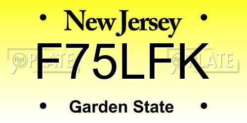 F75LFK New Jersey License Plate