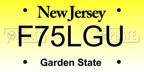 F75LGU New Jersey License Plate