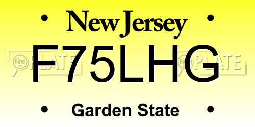 F75LHG New Jersey License Plate