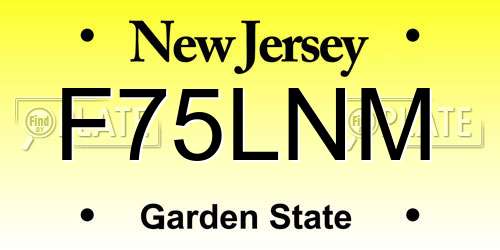 F75LNM New Jersey License Plate