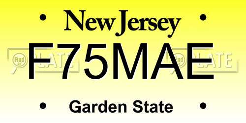 F75MAE New Jersey License Plate