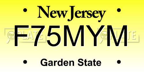 F75MYM New Jersey License Plate
