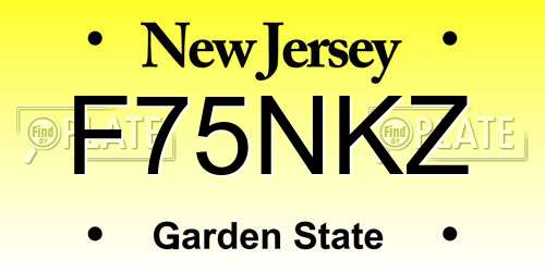 F75NKZ New Jersey License Plate