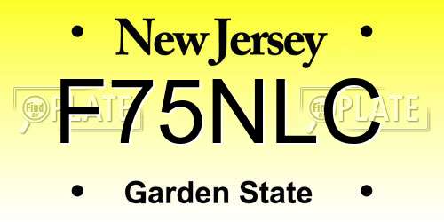 F75NLC New Jersey License Plate