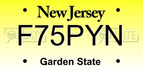 F75PYN New Jersey License Plate